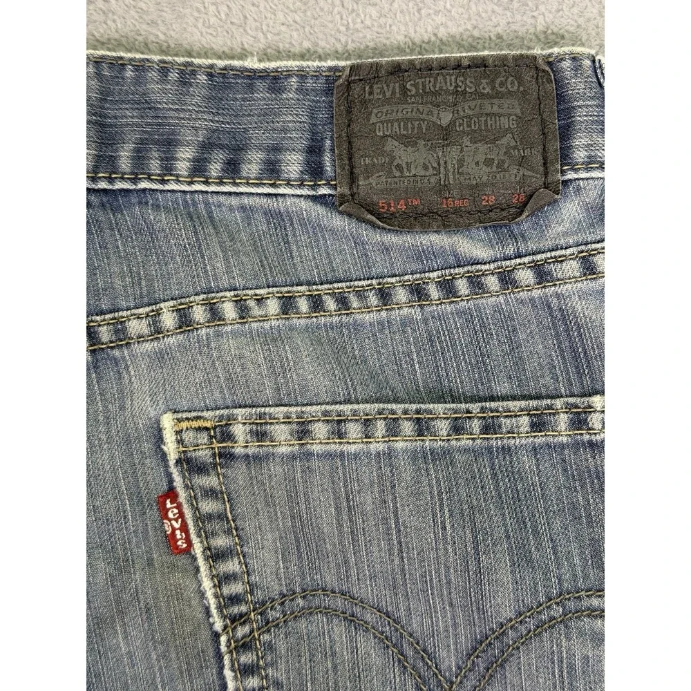 Levis Jeans Youth Boys 28x28 Blue Denim 514 Slim Straight Medium Wash Whiskered
